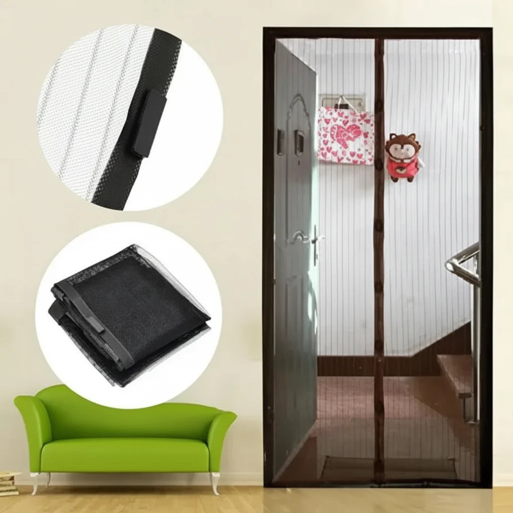 Magic Mesh Hands-Free Screen Door, 6x3.5 ft, Magnetic Auto-Close, Black