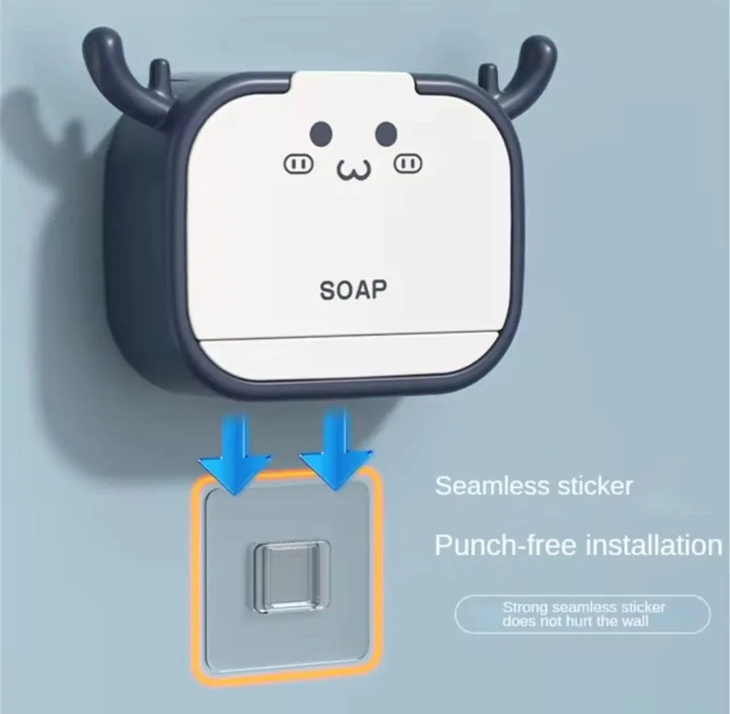 Cartoon Wall Mounted Soap Holder with Drain Drawer