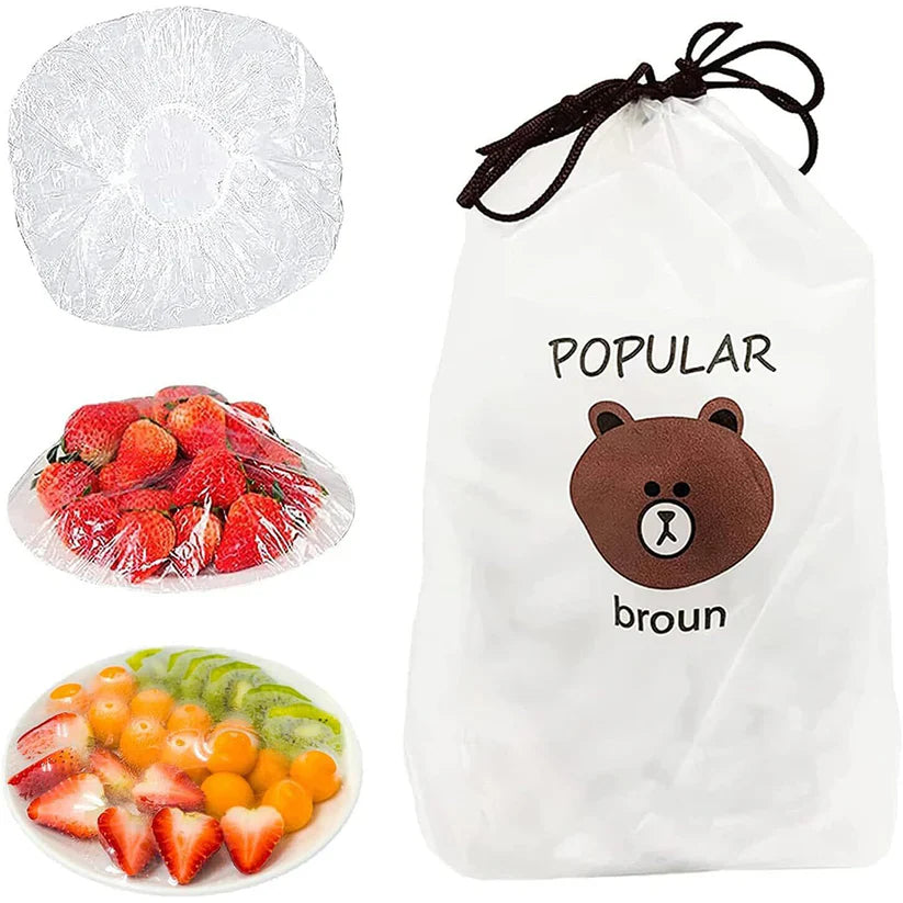 Disposable & Reusable Elastic Food Covers - 100 Pcs