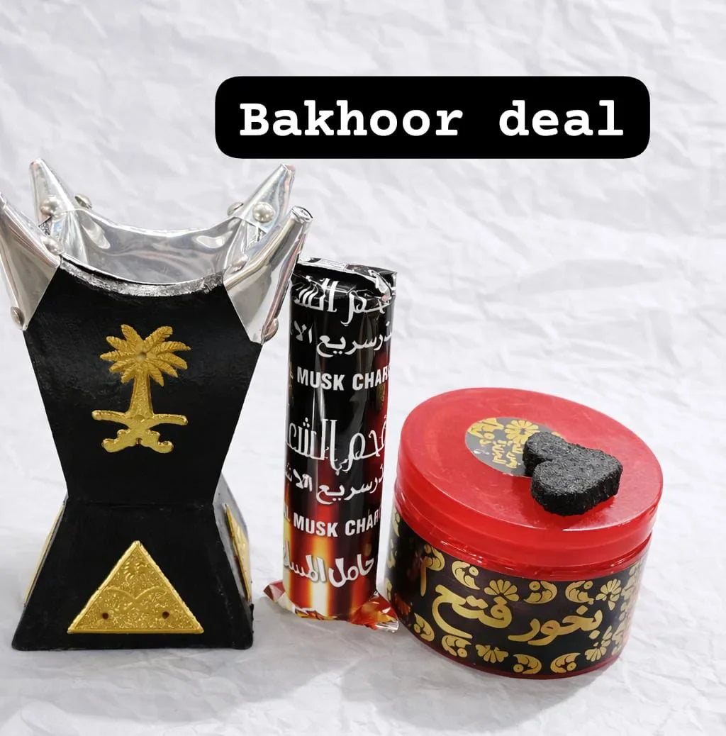 Traditional Wooden Bakhoor Burner with Magic Coal