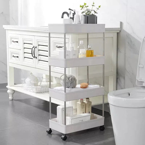4 Layers Storage Rack Kitchen Trolley Movable Shelf