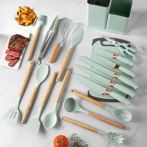 Silicone Cookware Spoon Sets - 19pcs