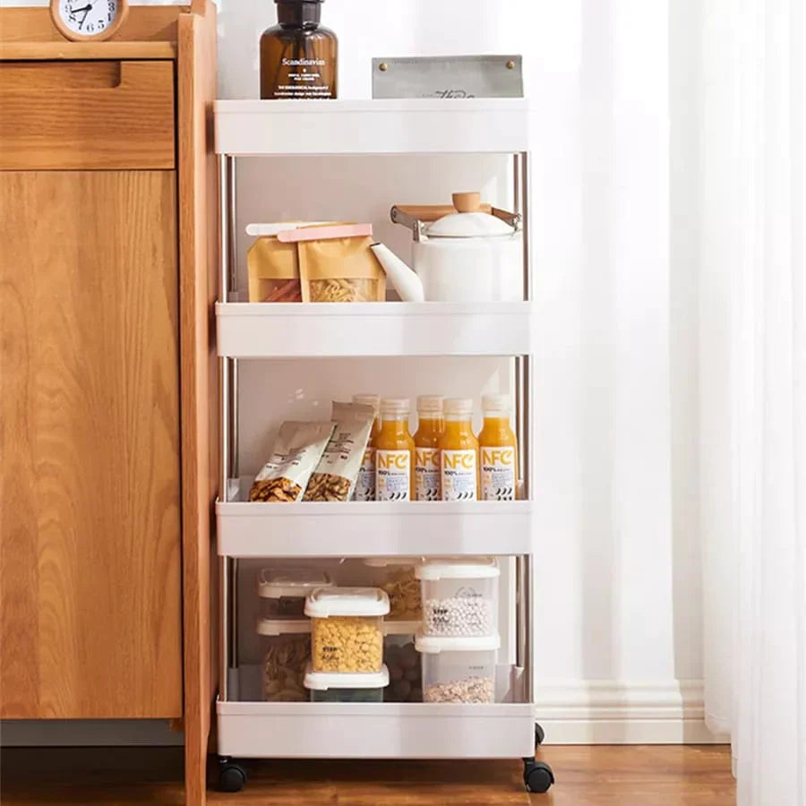 4 Layers Storage Rack Kitchen Trolley Movable Shelf