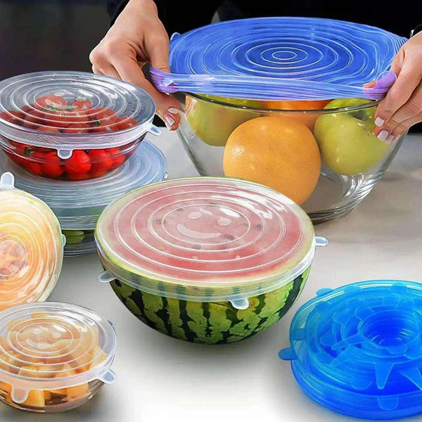 Silicone Lids Reusable Airtight Food Wrap - 6 Piece
