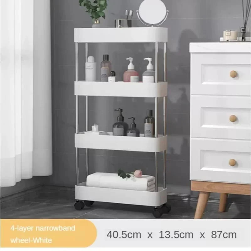 4 Layers Storage Rack Kitchen Trolley Movable Shelf