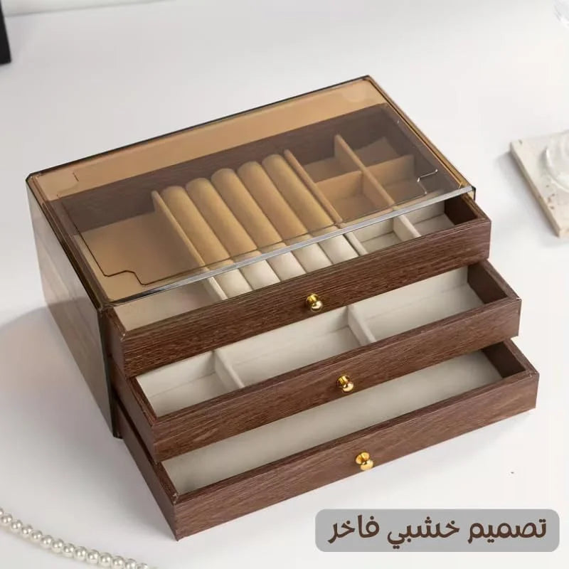 Wood 3 Drawer Jewelry Storage Organizer