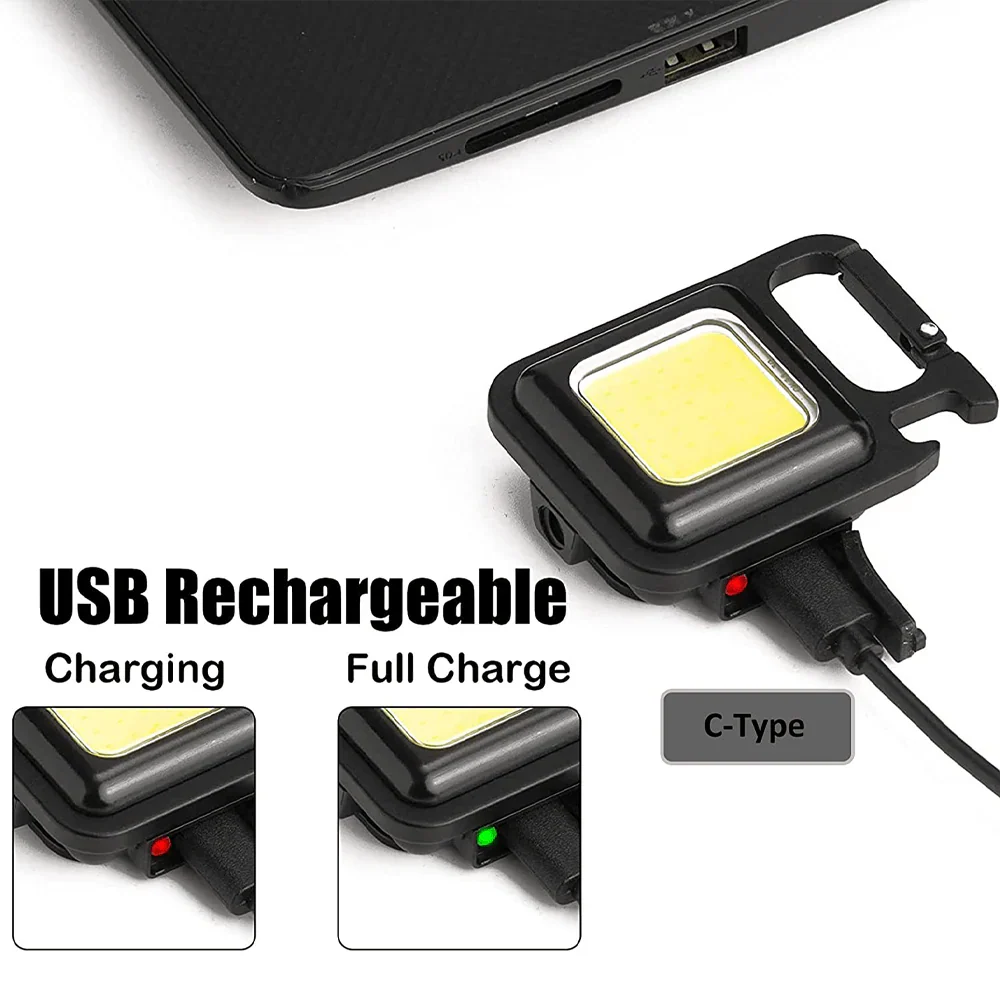 Mini Keychain Flashlights -  4 Light Modes Rechargeable Keychain Light