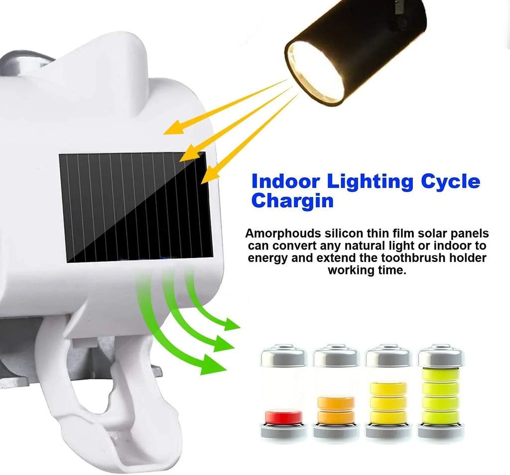 UV Toothbrush Sterilizer/Rechargeable Solar Power LED Disinfection Wall Mounted Toothbrush Holder