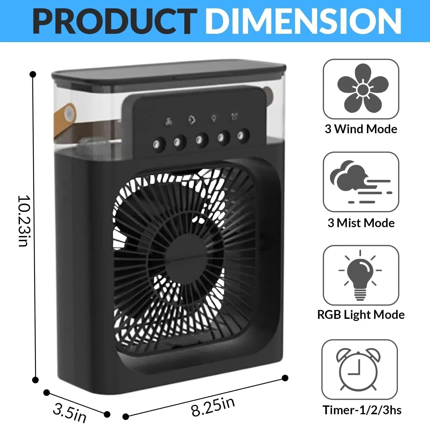 Portable Air Conditioner Fan, 3 In 1 Ice Mist