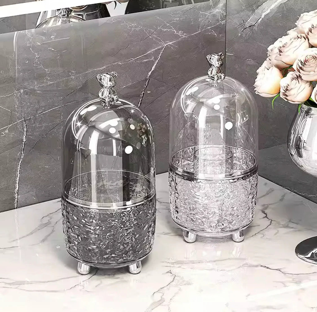 Luxury Silver Makeup Brush Storage Box With Cover