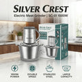 Silver Crest Stainless Steel Meat Chopper Machine Electric 4Blades