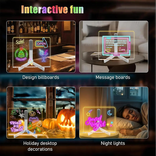 Acrylic LED Board With Colorful Night Light & 7 Neon Pens