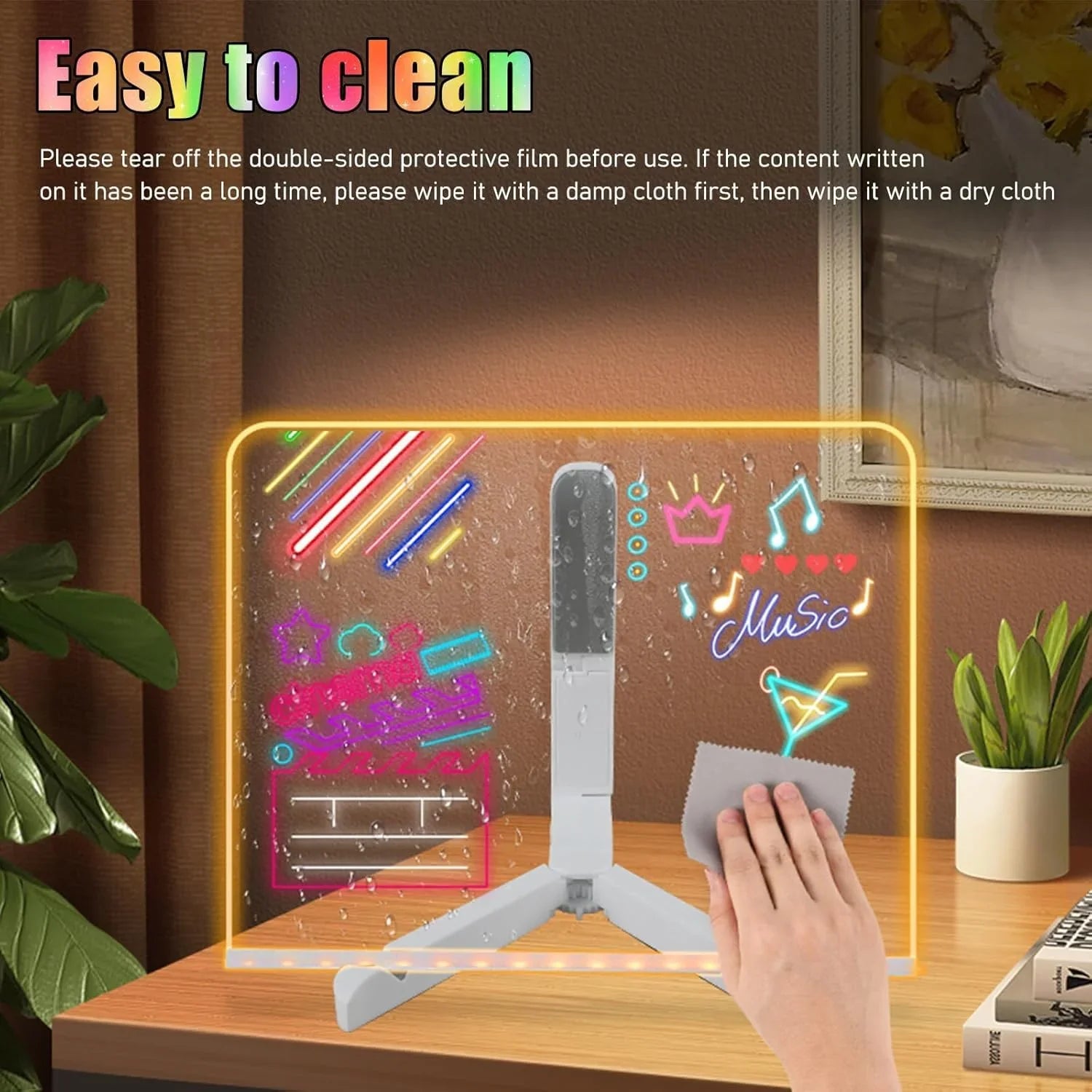 Acrylic LED Board With Colorful Night Light & 7 Neon Pens