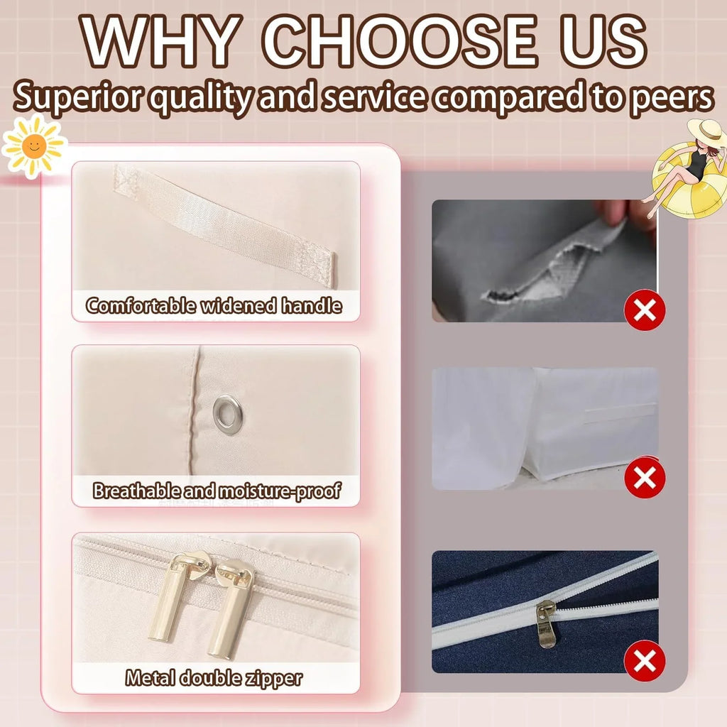 Self-Compressing Storage Bag Portable Organizer for Clothes Blankets - 3 Pack