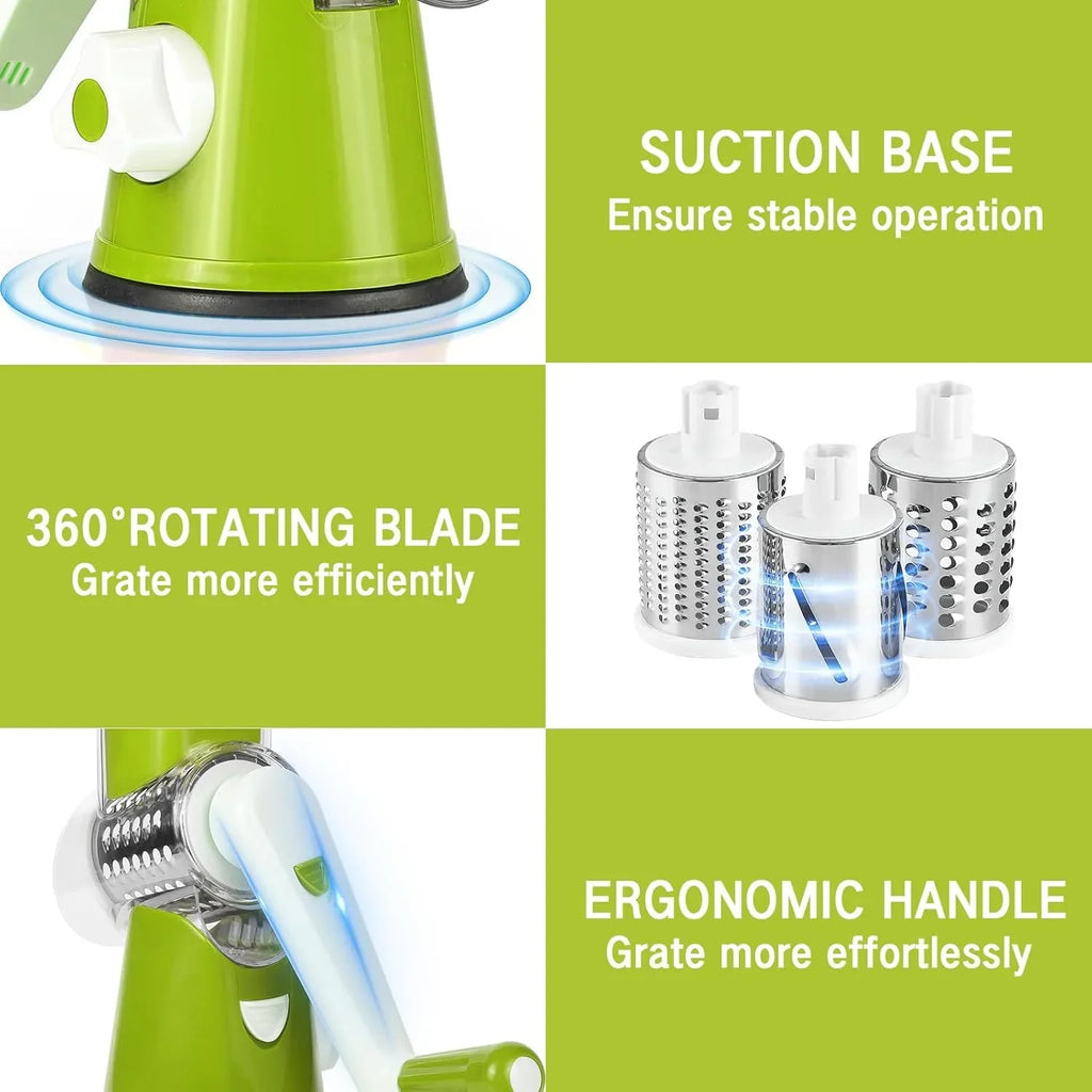 3-in-1 Vegetable Cutter – Multifunctional Rotary Drum Slicer