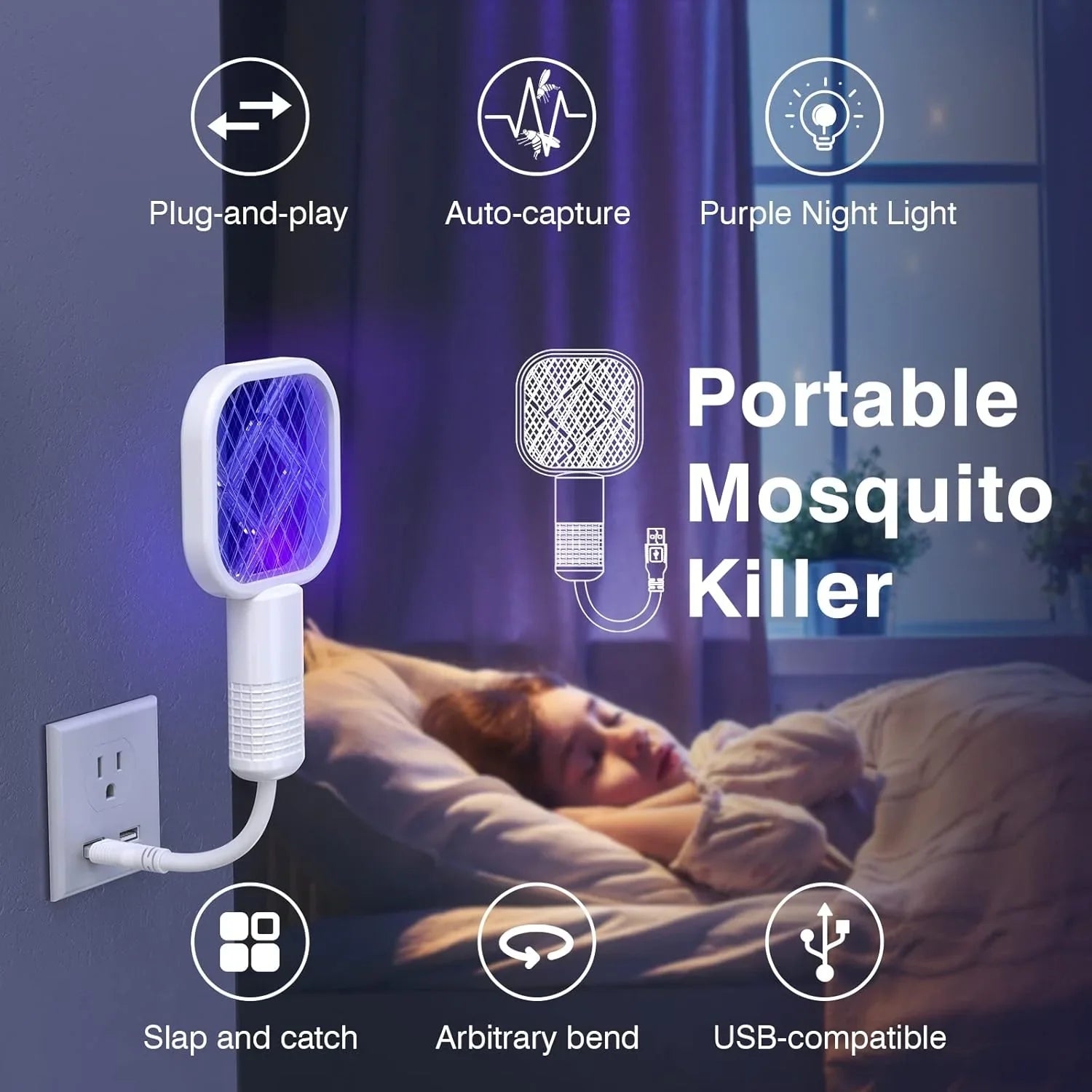 Electric Fly Swatter USB Mini Mosquito Swatter
