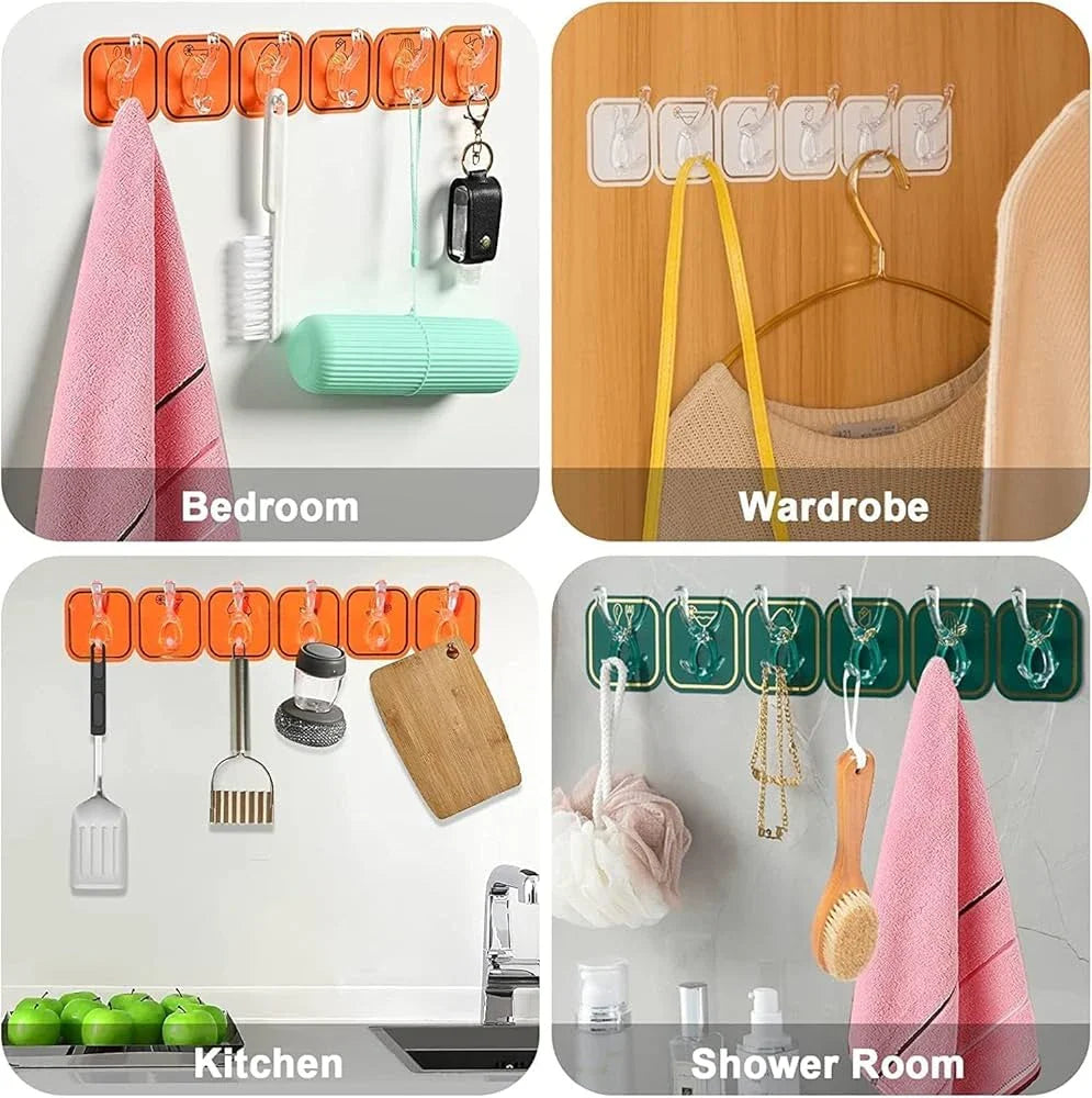 Multipurpose Wall Mounted Hook - Pack Of 6