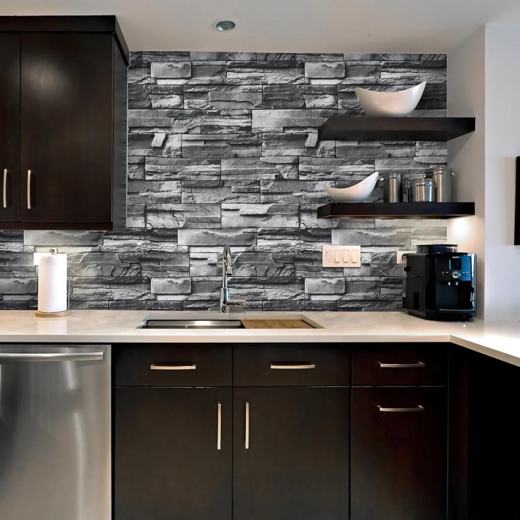 70cm x 77cm - Grey Brick Wallpaper Peel and Stick Wallpaper