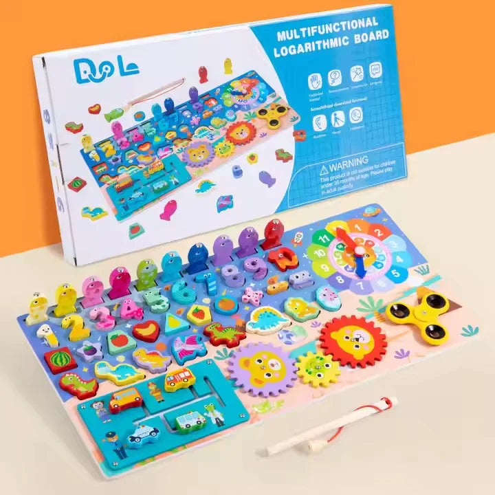 Wooden 8 in 1 Montessori logarithmic Activity Busy Board
