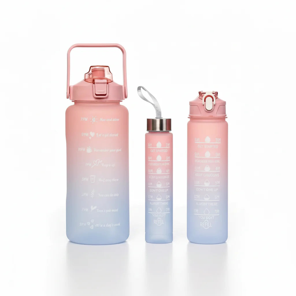 3-in-1 Fitness Water Bottle Set – Hydrate, Shake & Carry
