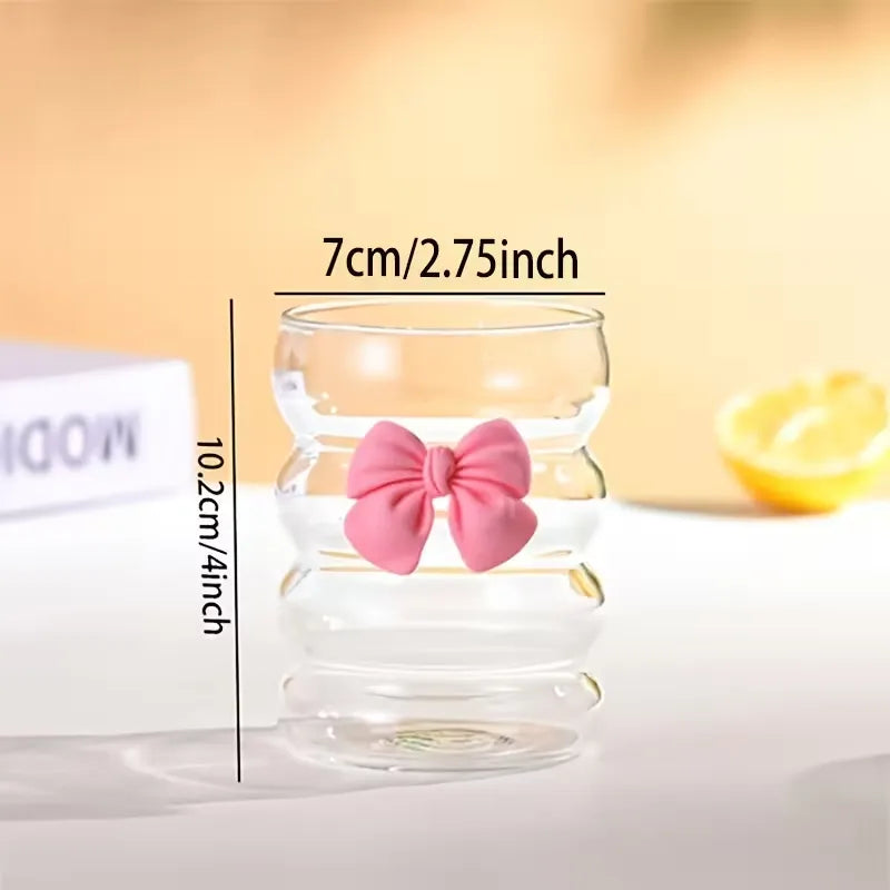 One Cute Chubby Cup With Girly Bow Glass Straw