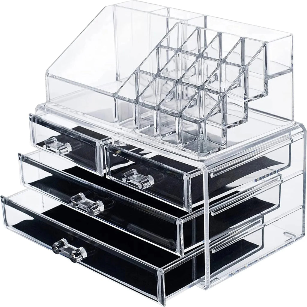 Acrylic Makeup Organizer Drawers Stand, Brush and Jewellery Storage