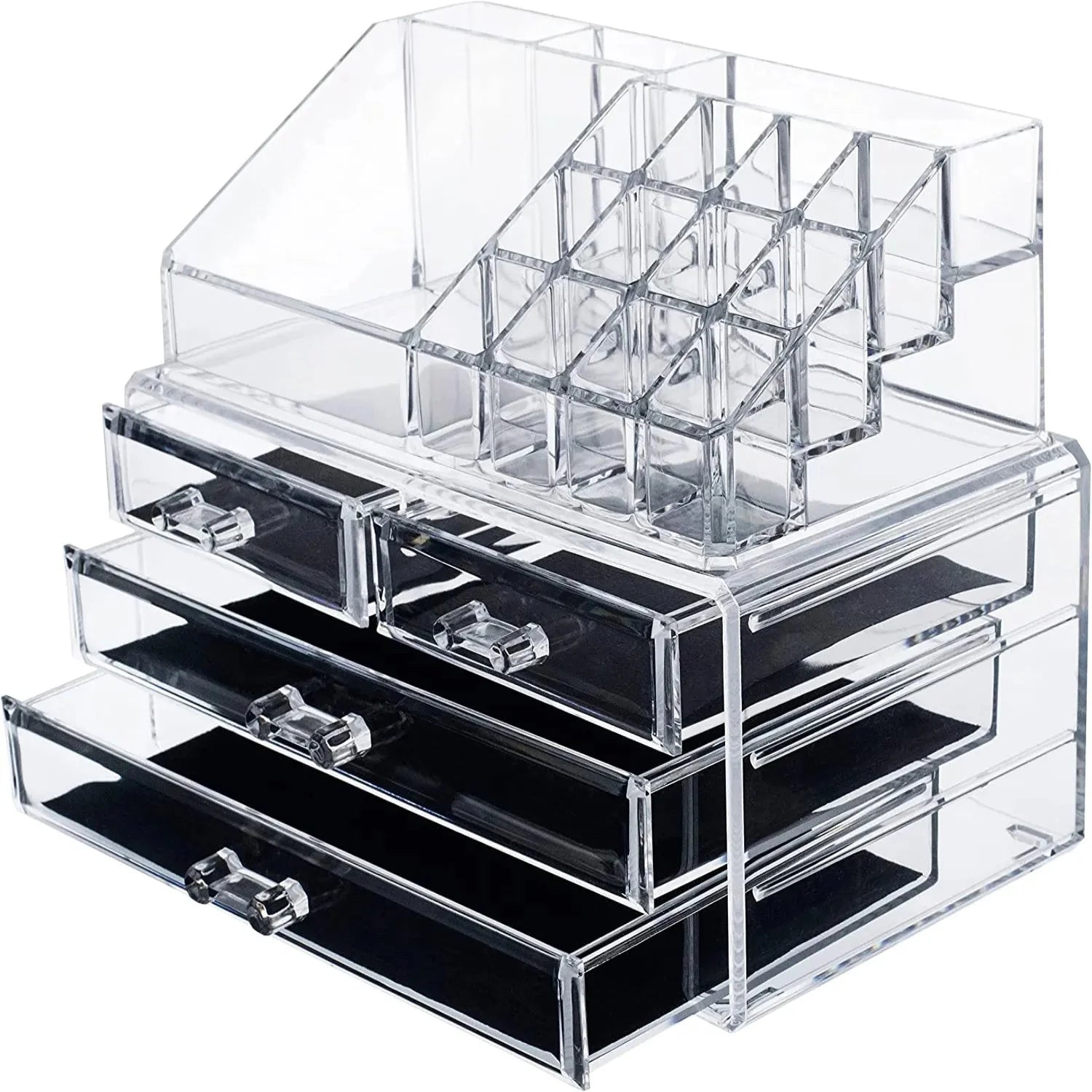 Acrylic Makeup Organizer Drawers Stand, Brush and Jewellery Storage