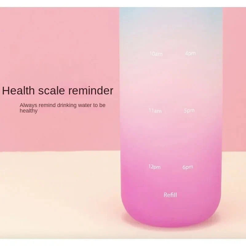 Colorful Gradient Steel Cover with Time Scale Water bottle