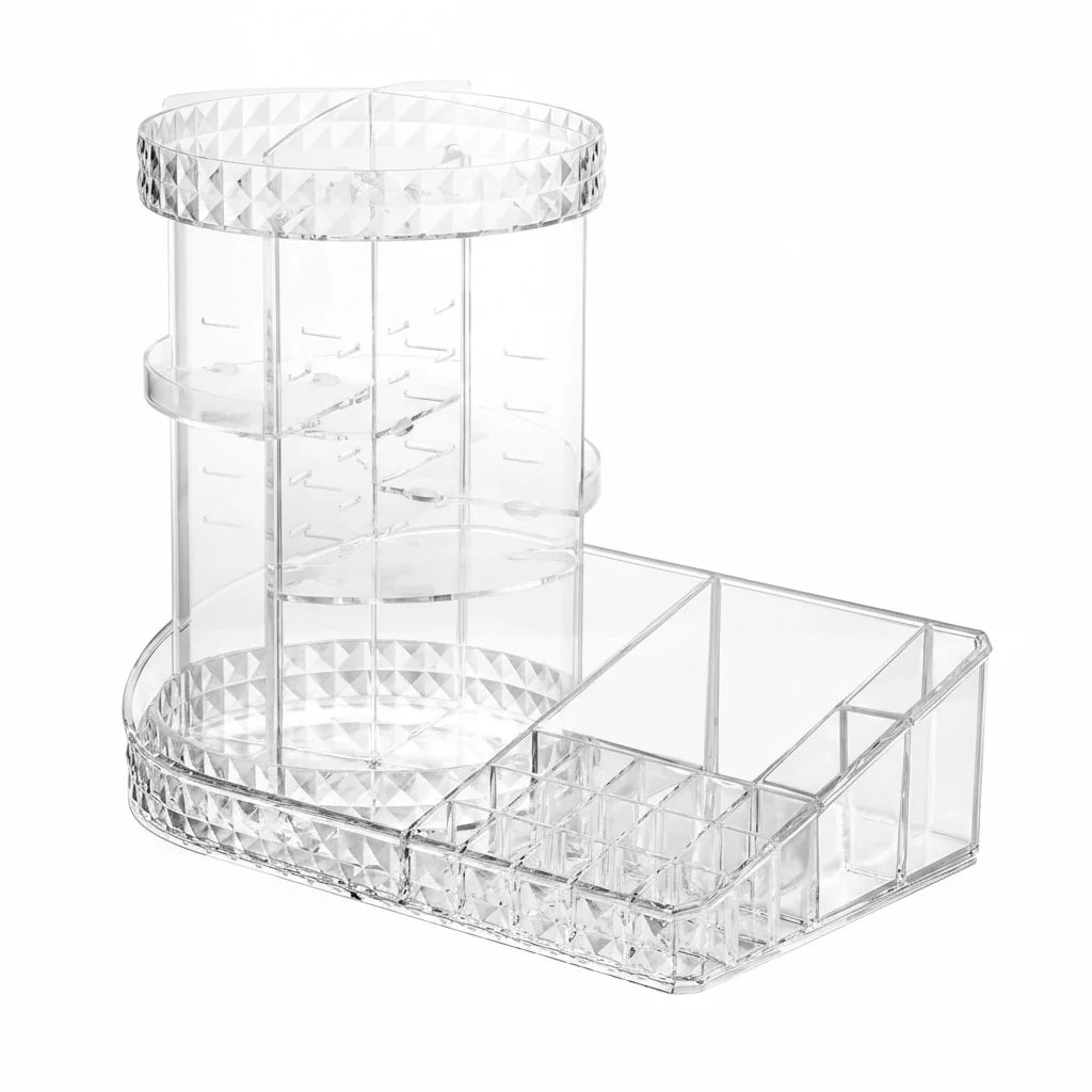 Diamond Pattern Dressing Case 360° Rotating Cosmetics Organiser