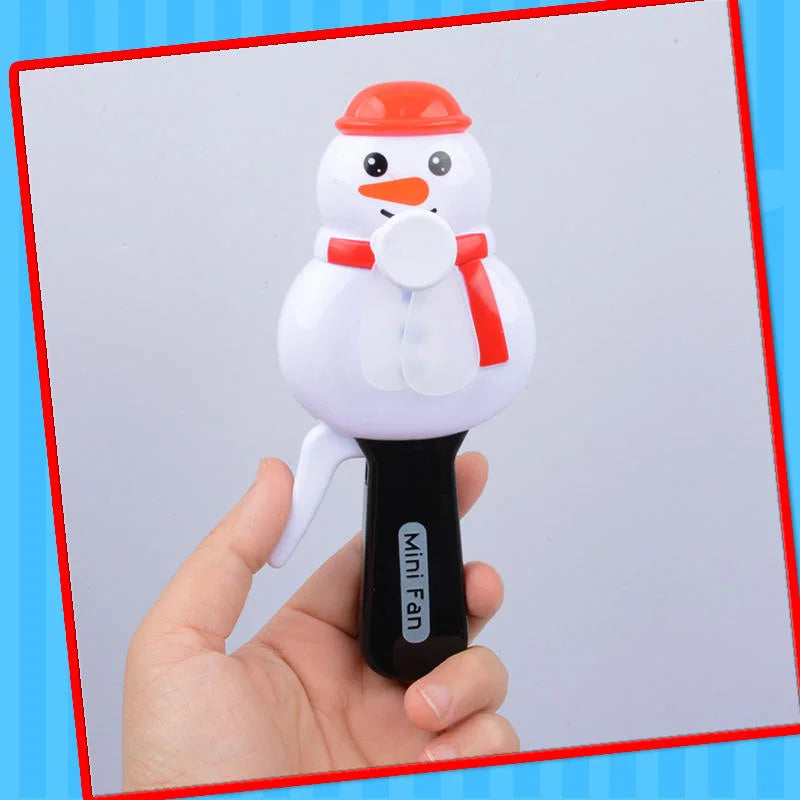 Mini Plastic Cartoon Christmas Snowman Fan Toy