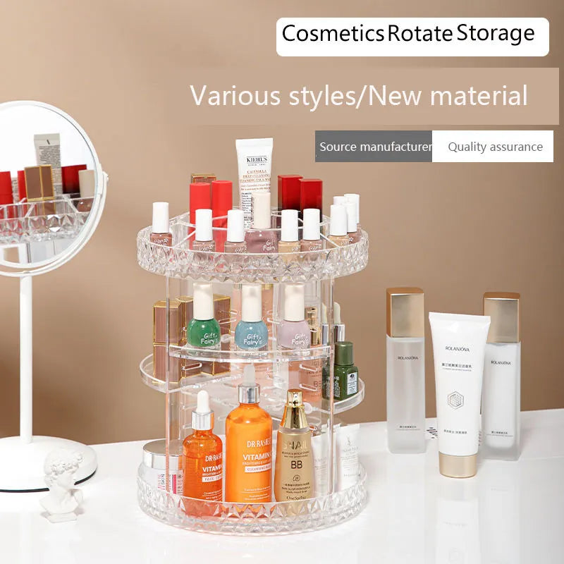 360° Rotating Acrylic Diamond Cosmetic Organizer
