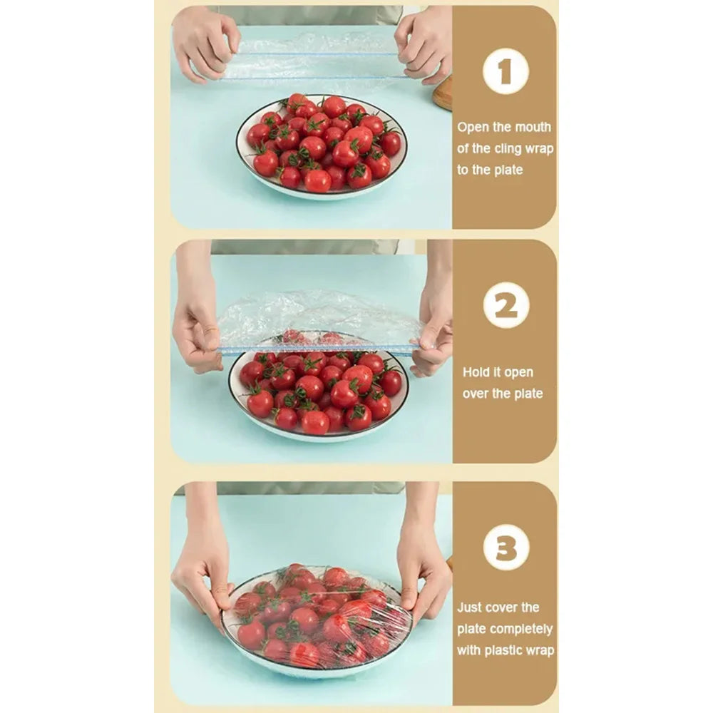 Disposable Plastic Food Cover - 100Pcs