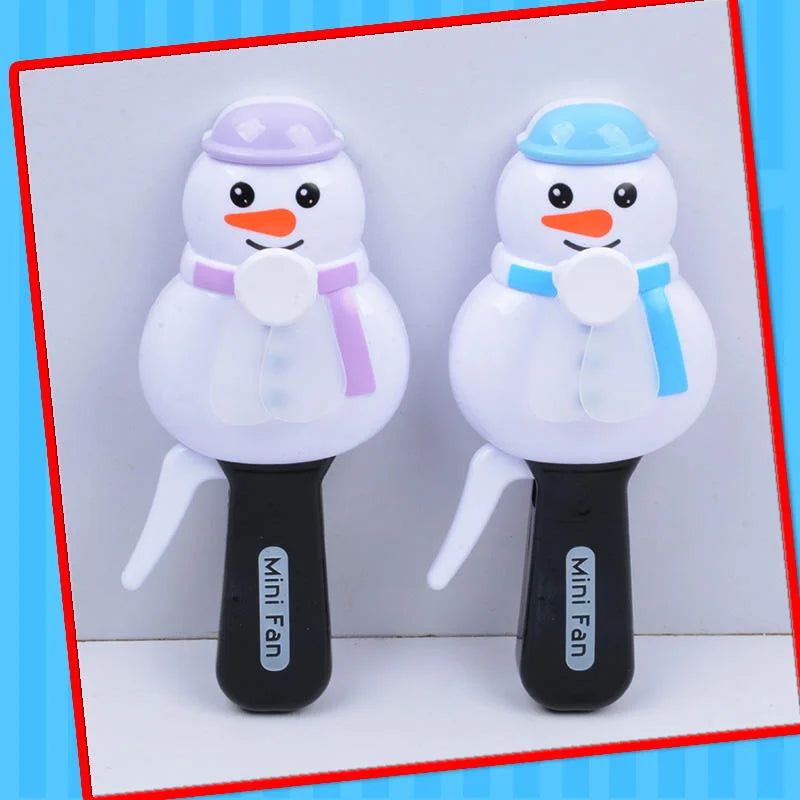 Mini Plastic Cartoon Christmas Snowman Fan Toy