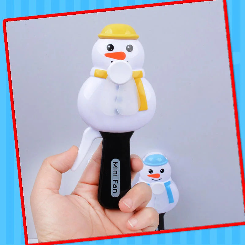 Mini Plastic Cartoon Christmas Snowman Fan Toy