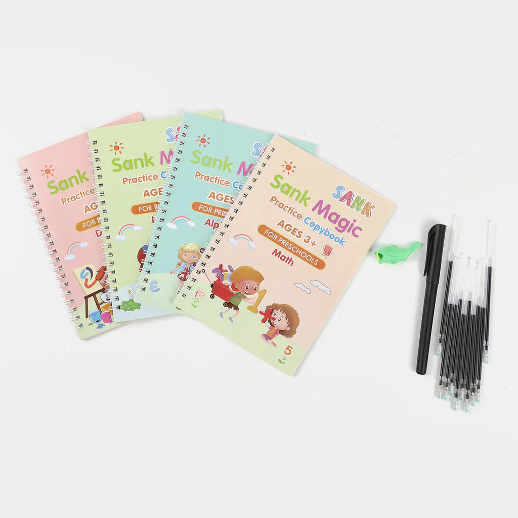 Sank Magic Practice Copybooks with Magic Pen - 10 Refills( Pack Of 4 )