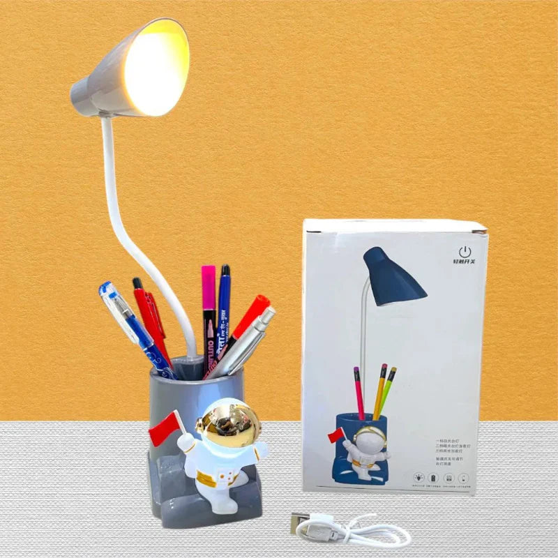 LED Desk Lamp with Penholder, Dual Light, Touch Control