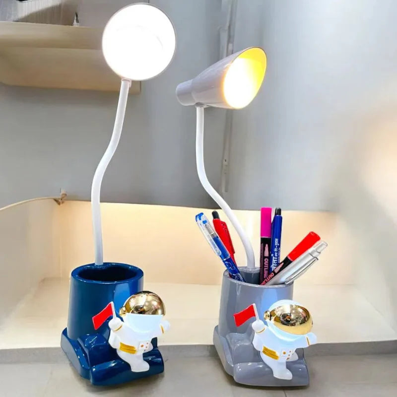 LED Desk Lamp with Penholder, Dual Light, Touch Control