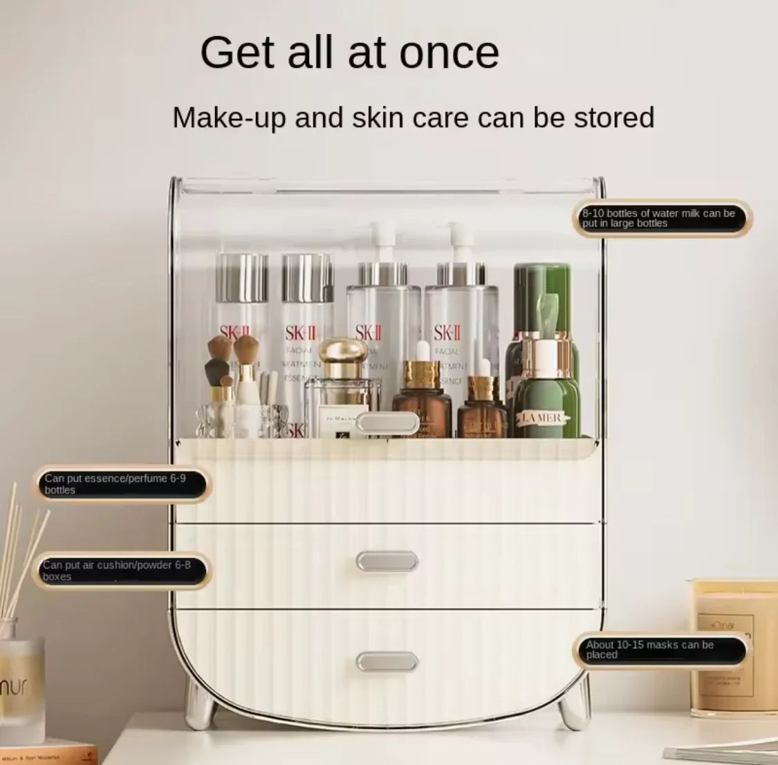 Nordic Cosmetics Storage Organizer, Drawer Type Dresser Shelf