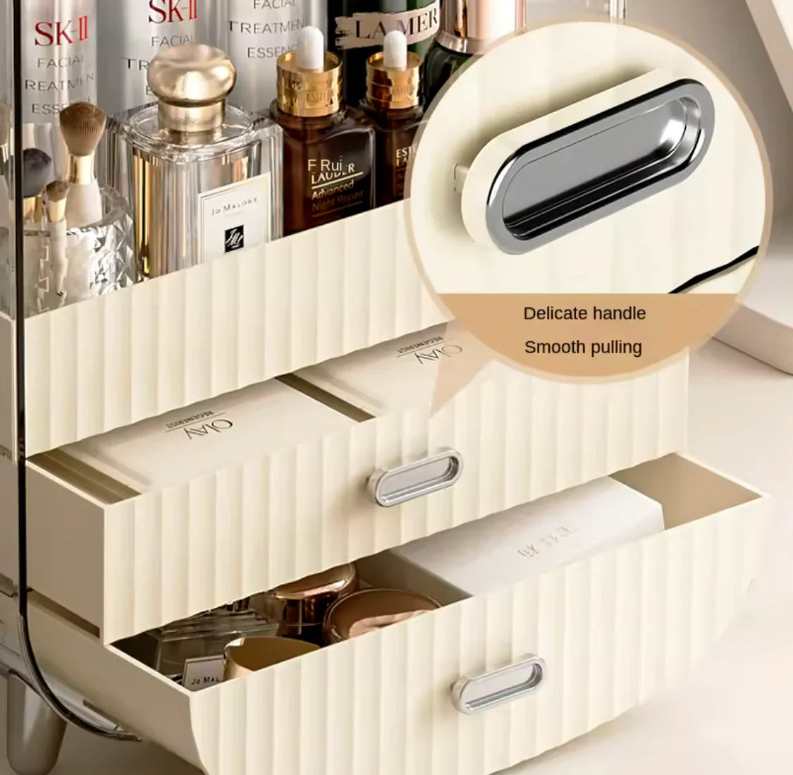 Nordic Cosmetics Storage Organizer, Drawer Type Dresser Shelf