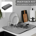 Dish Drying Mat with Drain Rack – Absorbent Kitchen Counter Mat
