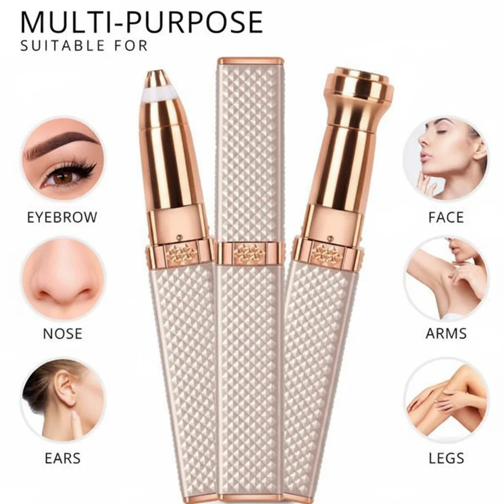 USB Rechargeable 2-in-1 Flawless Facial & Eyebrow Hair Remover Machine with LED Light