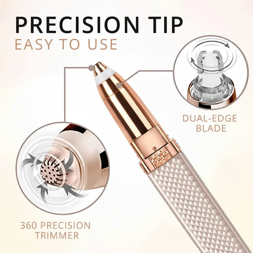 USB Rechargeable 2-in-1 Flawless Facial & Eyebrow Hair Remover Machine with LED Light
