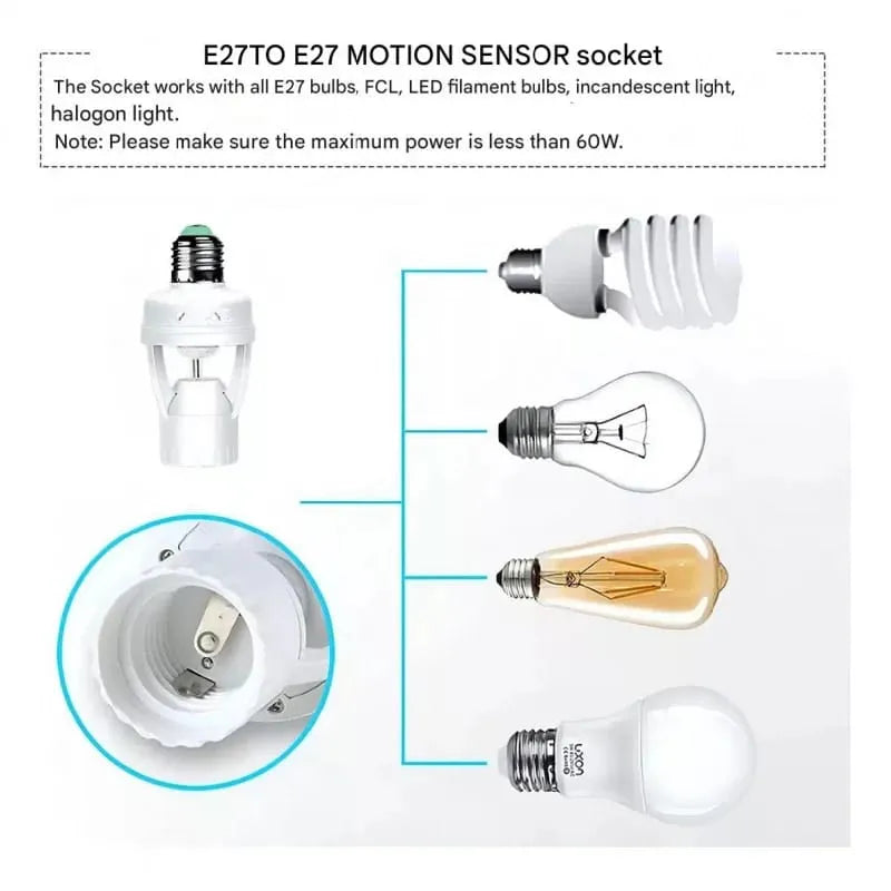 Smart Led Bulb Holder with Motion Sensor Socket