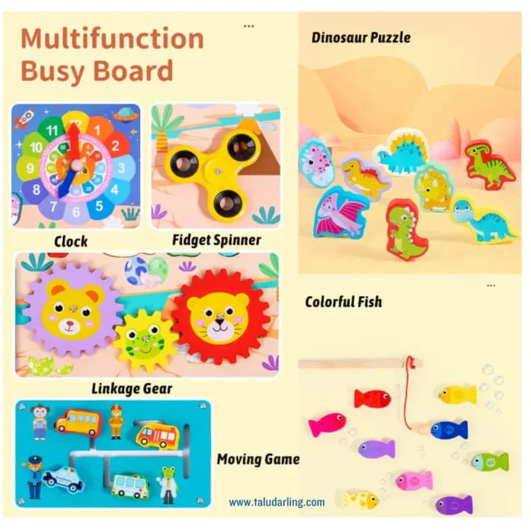 Wooden 8 in 1 Montessori logarithmic Activity Busy Board