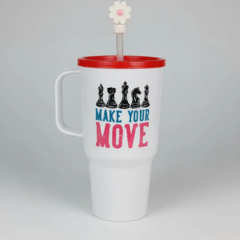 Plastic Printed Dip and Drink Straw Tumblers