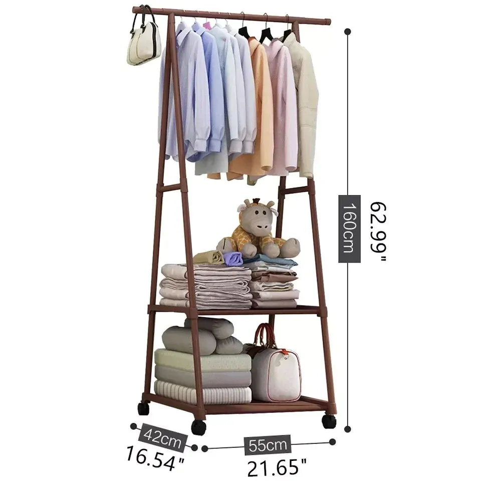 Clothes Rack Small Metal Garment Rack with Shelves and Rolling Wheels