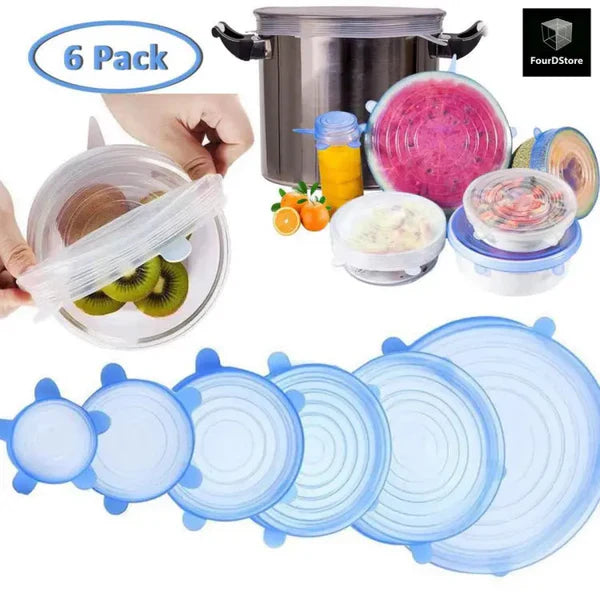 Silicone Lids Reusable Airtight Food Wrap - 6 Piece