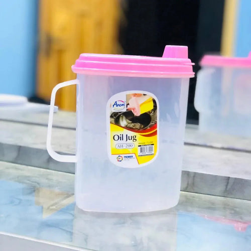 Aroni Random Color Kitchen Plastic Oil Jug With Lid & Handle