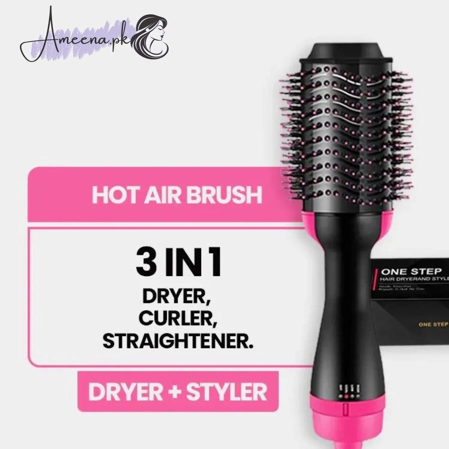 One Step Hot Air Brush - Dryer + Straightener