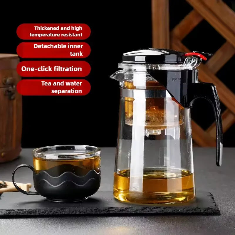 Effortless Tea Infuser Glass Teapot with One-Click Separation Elegant For Serve - 750ml